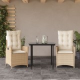 Cumpara ieftin Gossi set mobilier de gradina cu perne, 3 piese, bej, poliratan