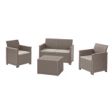 Cumpara ieftin Set de mobilier de grădină Elodie cu masă capitonată cappuccino