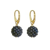 Cumpara ieftin Cercei Argint 925 Placat Aur cu Agat Albastru Safir Diva, 3cm, Bijuterii Handmade Made in Italy, Saculet Catifea Inclus