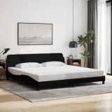 vidaXL Cadru de pat cu tăblie, negru, 200x200 cm, textil