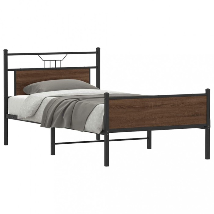 vidaXL Cadru pat fără saltea stejar maro 100x200 cm lemn prelucrat 4107029