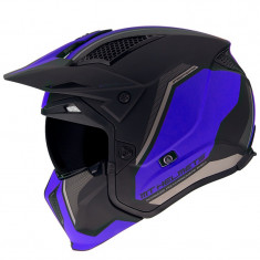 Casca pentru scuter - motocicleta MT Streetfighter SV Twin C7 negru/albastru mat (ochelari soare integrati) – masca (protectie) barbie si cozoroc deta