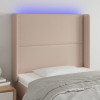 Tablie de pat cu LED cappuccino 83x16x118/128cm piele ecologica GartenMobel Dekor, vidaXL