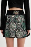 adidas pantaloni scurți x Farm Rio culoarea negru, cu imprimeu, high waist, JW4481