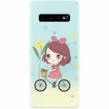 Husa silicon pentru Samsung Galaxy S10 Plus, Girl And Bike