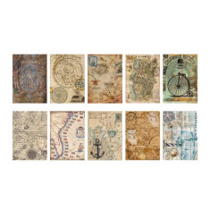 Set de 10 bucati hartie antichizata, model harti, colectie expeditii