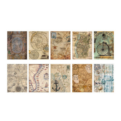 Set de 10 bucati hartie antichizata, model harti, colectie expeditii foto