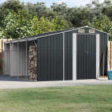 Șopron grădină vidaXL antracit 277x365.5x179cm oțel galvanizat, depozitare unelte, lemne, design ventilat, acoperiș &icirc;nclinat