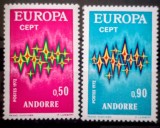 ANDORA franceza 1972 Europa cept serie 2v neștampilat