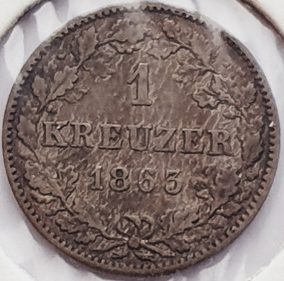 1805 Wurttemberg 1 kreuzer 1863 Wilhelm I tiraj 98.000 km 600 argint foto