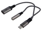 Cablu Jack 3,5mm și USB C 0,15m Goobay