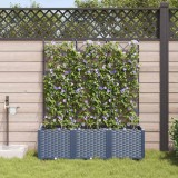 Cumpara ieftin Ghivece de Grădină 1 buc Zăbrele Gri 120 x 40 x 142 cm Plastic