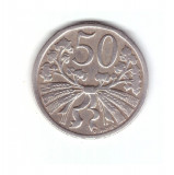 Moneda Cehoslovacia 50 haleru / haler 1921, stare buna, curata