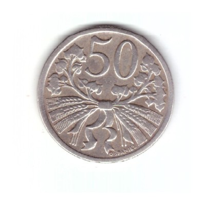 Moneda Cehoslovacia 50 haleru / haler 1921, stare buna, curata foto