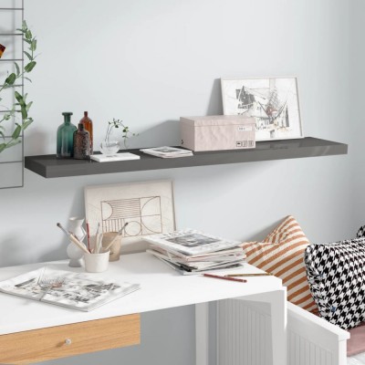vidaXL Raft de perete suspendat, gri extralucios, 120x23,5x3,8 cm, MDF 323799 foto