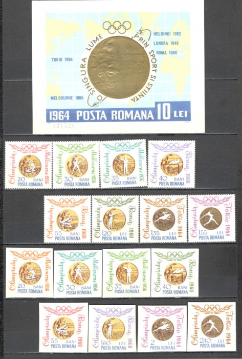 Romania.1964 Medalii olimpice MELBOURNE,ROMA,TOKYO ZR.222