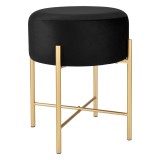 Taburet Kungalv 44 x 35 cm metal/bumbac negru/galben aramiu [en.casa] HausGarden Leisure