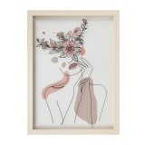 Tablou Decorativ pentru perete, Vis de Vara,3D cu Fata si Flori, Bej, 30.5x40.5 cm