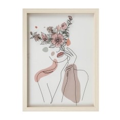Tablou Decorativ pentru perete, Vis de Vara,3D cu Fata si Flori, Bej, 30.5x40.5 cm foto
