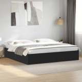 Cadru de pat negru 180x200 cm din lemn prelucrat