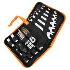 Set scule pentru motocicleta NEO, 25 piese, cu husa textila buretata