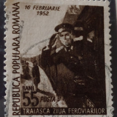 ROMANIA 1952 LP 294 ZIUA FEROVIARILOR 1V. ștampilate