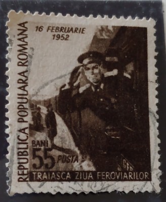 ROMANIA 1952 LP 294 ZIUA FEROVIARILOR 1V. ștampilate foto