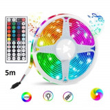 Set 2 Benzi LED DT55, RGB, 5m, multicolor, cu telecomanda