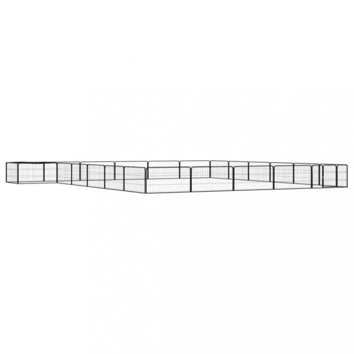 Țarc c&acirc;ini 24 panouri negru 100x50 cm oțel vopsit electrostatic
