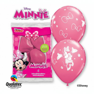 Set 6 baloane cu Minnie Mouse, roz pastel, 30 cm foto