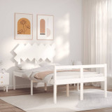 Cadru de pat senior cu tablie, 120x200 cm, alb, lemn masiv GartenMobel Dekor, vidaXL