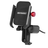 Suport Telefon Motocicletă cu &Icirc;ncărcare USB, Rotire 360&deg;, Aluminiu, Prindere Oglinda