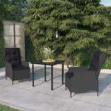 Set de mobilier pentru gradina, 3 piese, gri inchis