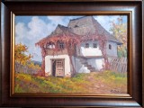 Cumpara ieftin Ion Doboşariu (1902-1999?)-Casă cu iederă roşie de la ţară, pictură, Peisaje, Ulei, Impresionism