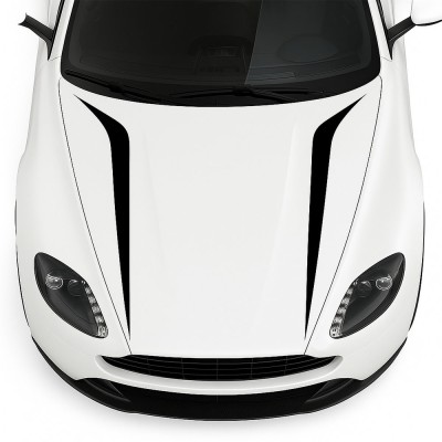 Stickere auto capota hood stripes v2, set 2 bucati, 100x26 cm, negru, folie oracal autoadeziva, rezistenta exterior foto