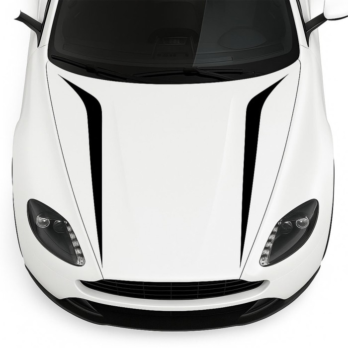 Stickere auto capota hood stripes v2, set 2 bucati, 100x26 cm, negru, folie oracal autoadeziva, rezistenta exterior