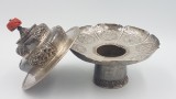 Foarte rar! Vas antic tibetan din argint - sec.XIX - pentru flori/arome/tamaie, Ornamentale
