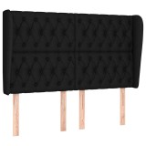 Cumpara ieftin Tablie de pat cu aripioare, negru, 163x23x118/128 cm, textil