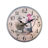 Ceas de perete, 33.8 cm, Vintage, Lavanda, MDF, ATU-087890, Oem
