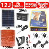 Kit pachet gard electric 12 Joule 12 220V panou 40W baterie 20ah 1000m (BK87122-1000-30W-20ah), Breckner Germany