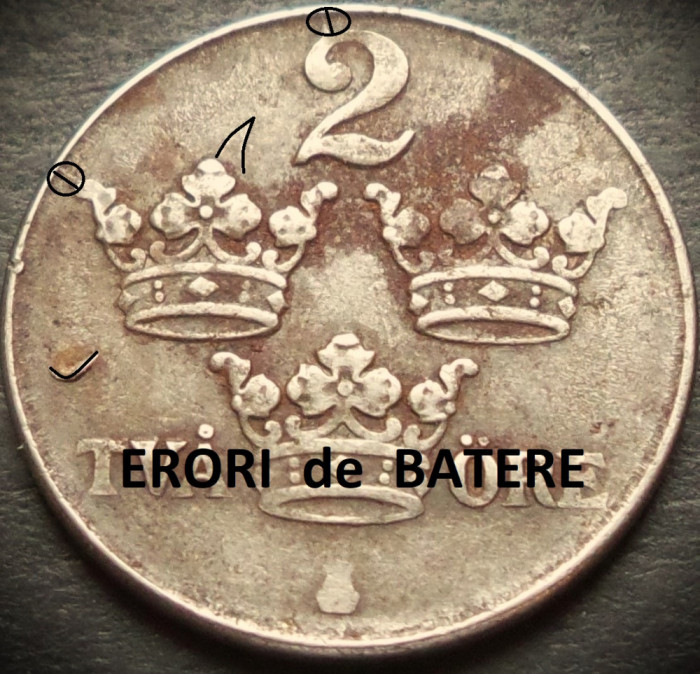 Moneda istorica 2 ORE - SUEDIA, anul 1945 * cod 1619 - EXCELENTA - ERORI BATERE
