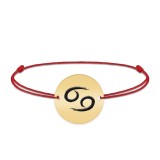 Bratara snur si banut argint 925 placat cu aur galben 24k personalizat cu semn zodiacal Rac