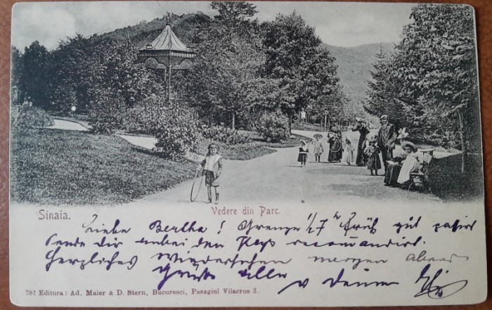 Carte postala, Sinaia vedere din parc, inceput de secol XX