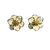 Cercei flori albe cu pin argint