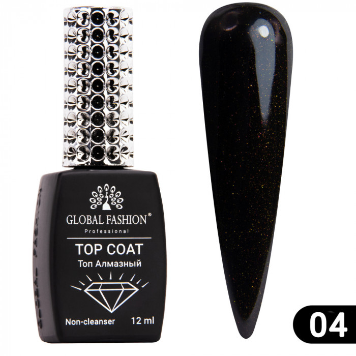 Top Coat cu shimmer Galaxy, Global Fashion, Transparent 12ml, 04