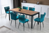 Set 2 scaune, Nmobb, Kusakli 158, 43 x 82 x 43 cm, metal, negru/bleu