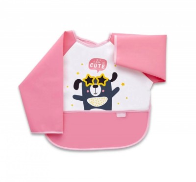 Baveta cu maneci si buzunar babyjem polly bib (culoare: roz) foto