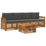 vidaXL Set de canapele de exterior cu pernă 5 pcs Natural și Antracit 3383998