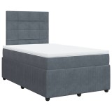 Cumpara ieftin Pat box spring cu saltea, gri inchis, 120x190 cm, catifea