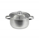 Oala cu capac Santo, Domotti, &Oslash;18 cm, 2.1 L, inox/sticla, argintiu